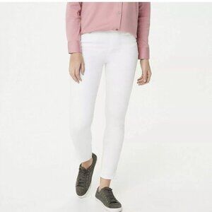 New Martha Stewart White Zipper Ankle Knit Denim Pants Size 8